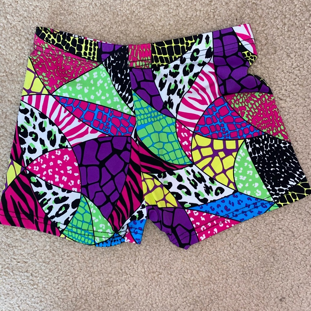 Multicolor Pattern Print Exercise/ Bike Shorts - Picture 2 of 2